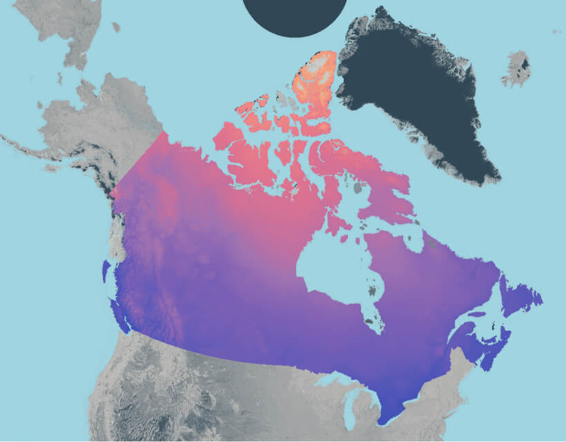 Mean annual temperature at a 300 arcsecond resolution for Canada